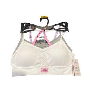 Justice White and Gray Bra Set with Pink Accents